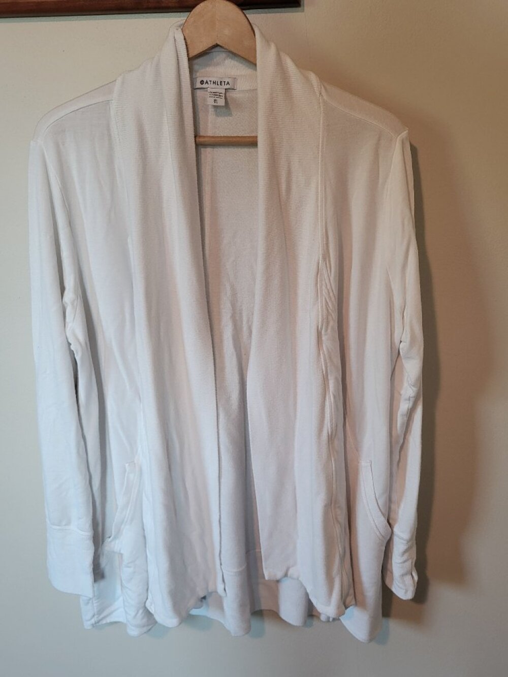 Athleta White Open-Front Lightweight Cardigan